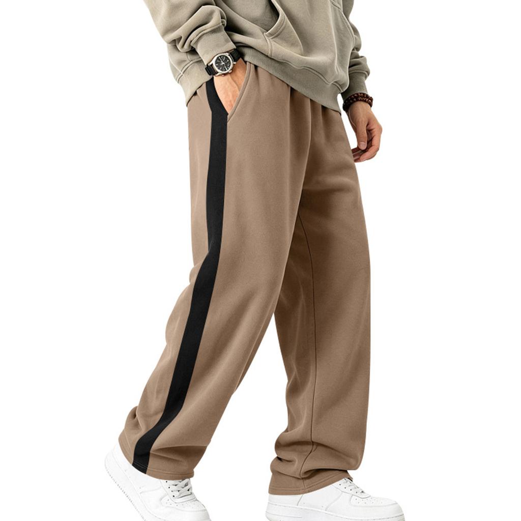 Men's -Lined Sweatpants with, Straight Leg Paneled Athletic Pants for Fall and Winter Casual Wear