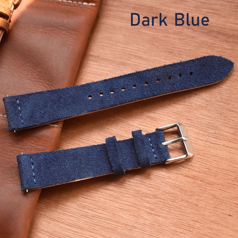 18mm 20mm 22mm 24mm Suede Watch Strap Double Layer Leather Handmade Vintage Watch Band Replacement Wristband Watch Accessories