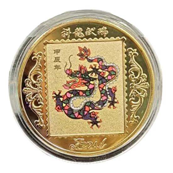 2 шт. памятная медаль китайского дракона 2024 год Дракона талисман зодиака круглый дракон металлическая коллекция монет фестиваль подарок на память