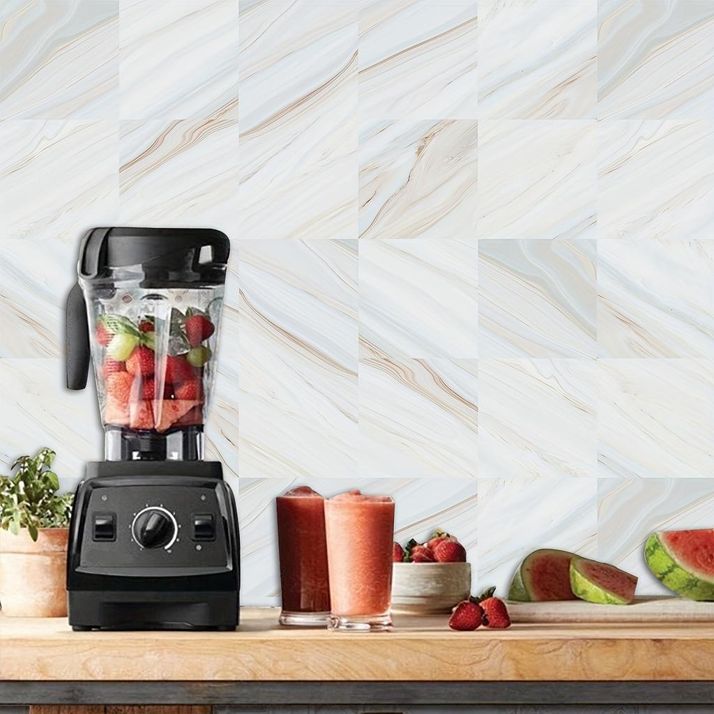 10pcs Self-adhesive Removable PVC Imitation Tile Stickers Simple Marble Pattern Square Waterproof Wall Stickers For Home Decor