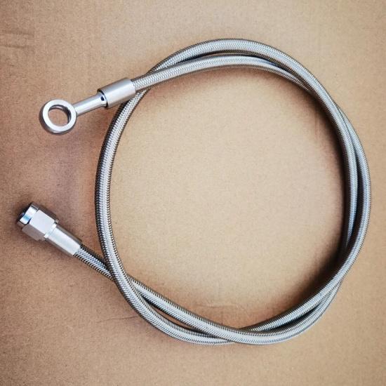 14"-72" AN4 Uncoated Stainless Braided Universal Hydraulic Brake Clutch Gauge Turbo Vacuum Oil Hose Line Stright to 10mm Banjo