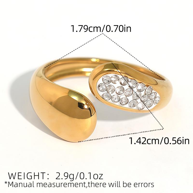 Fashion Stainless Steel Water Drop Opening Ring for Women Simple Colorful Zircon Geometric Adjustable Finger Ring Dating Zircon