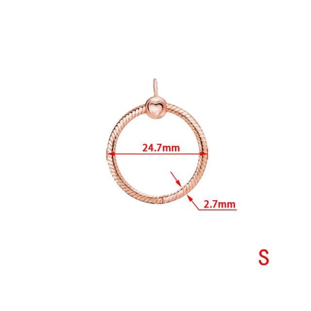 Стерлингового серебра 925 пробы O Love Heart розовое золото CZ кулон мотаться подходит ожерелье женщины DIY очаровательные ювелирные изделия