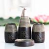 Flower Printed Toiletry Separate Bottle Bathroom Lotion Soap Dish 4pcs Sets