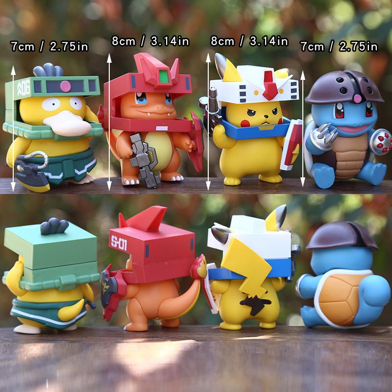 Pikachu COS Gundam Series Figure Model Office Healing Collection Decorative Ornaments (4pcs)
