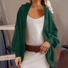 Fall Spring Women Jacket Patchwork Hooded Loose Solid Color Long Sleeves Open