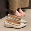 Fashion 2025Female Plus Size  Gold Rivets Adult  Matte Shiny Summer Beach Shoes Women's Fashion On Flats White Black Red Patchwork
