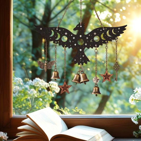 Exorcism Lucky Wind Chime Metal Bat Dragon Wind Bell Butterfly Eagle Wind Catcher Wall Window Hanging Ornament for Home Garden Patio Decoration