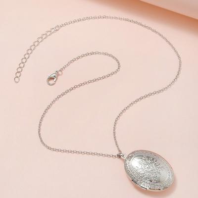 Новое овальное резное ожерелье Романтичный винтажный кулон-медальон для фото для женщин и мужчин