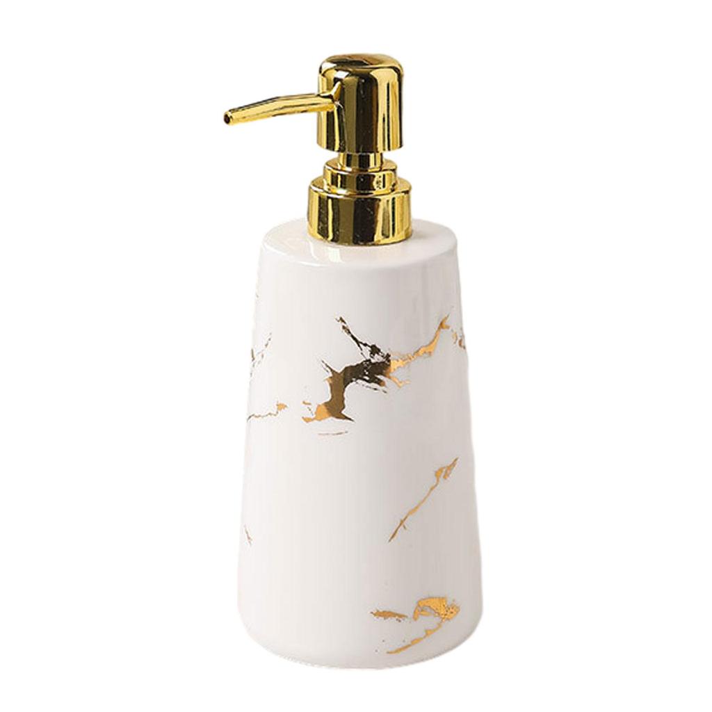 Ceramic Soap Dispenser, Elegant Marble Pattern, Refillable 500ml/17oz, for Body