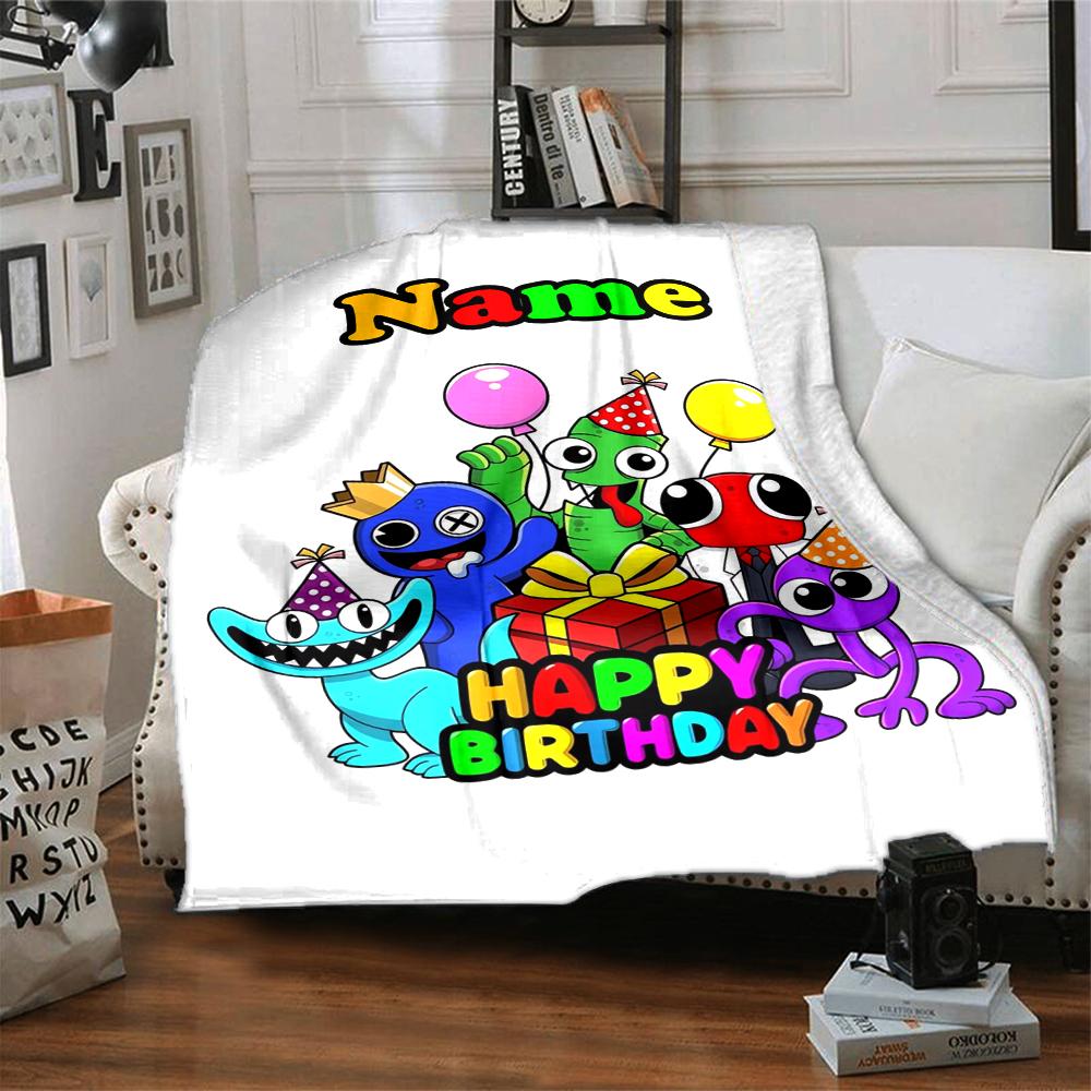 Custom Name Garten of Banban Theme Printed Blanket - Perfect for Couch, Bed, Travel & Outdoor Use | Machine Washable, Cozy & Durable.