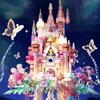 Flower Castle Building Blocks Set With Lights Dream Castle Building Kit DIY Assembly Toy Ornaments Gifts For Kids