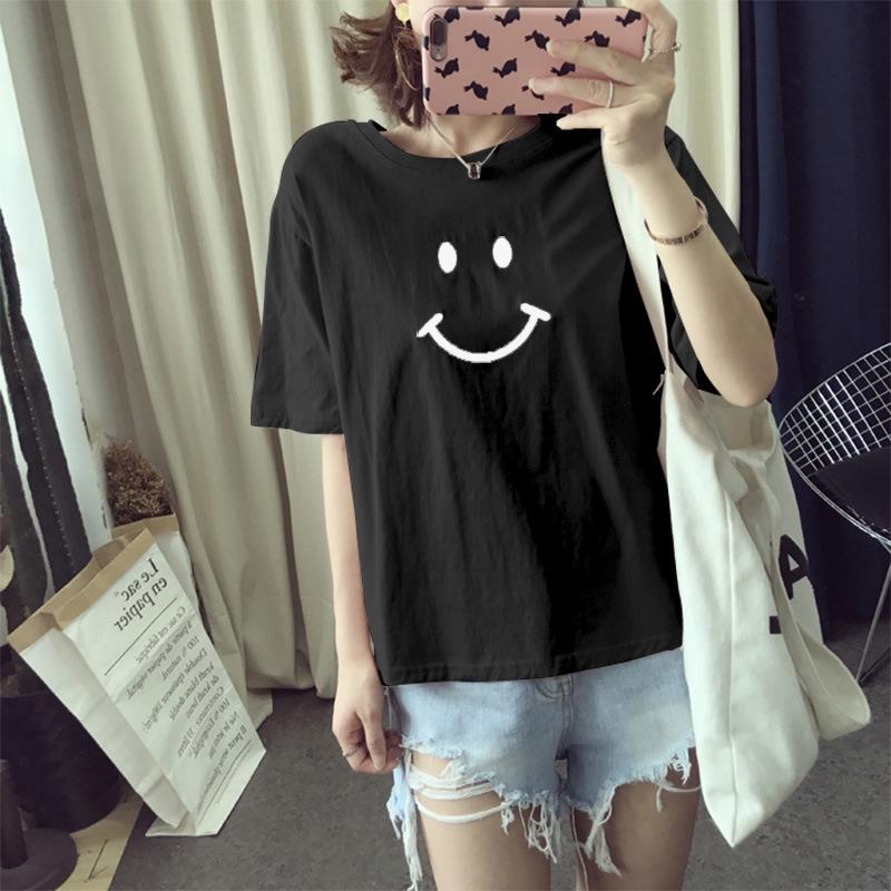 Новая летняя корейская студенческая женская футболка с короткими рукавами для девушек-студенток, свободная базовая рубашка для женщин