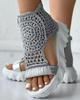 Вязаные шерстяные сандалии для женщин, новые плетеные эластичные летние туфли, сетчатые сандалии с плоским дном и ажурными резинками, женские сандалии Mujer