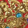 Б/у YVES SAINT LAURENT Ив Сен Лоран Шарф Шелковый Барокко Украшения Красный Золотой Тонкий Большой Винтажный