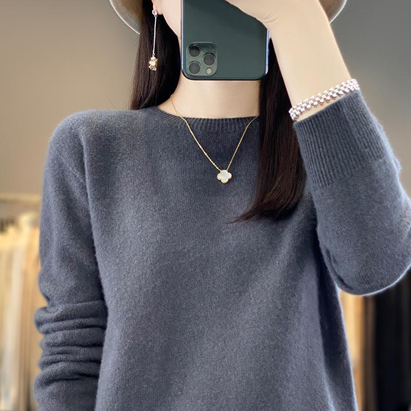 Женский кашемировый свитер Qinghe Cashmere 30% Кашемир 70% Шерсть Осенне-зимний кашемировый пуловер Мягкий и теплый