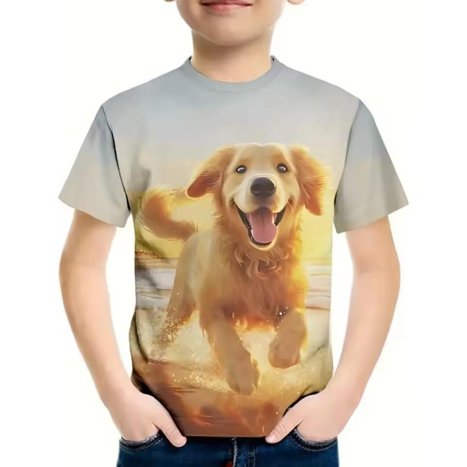 Kids Dog Cartoon Top Fashion Summer Printed 3D T Shirt Boys Tees Casual Short Sleeve O Neck Girls Tops