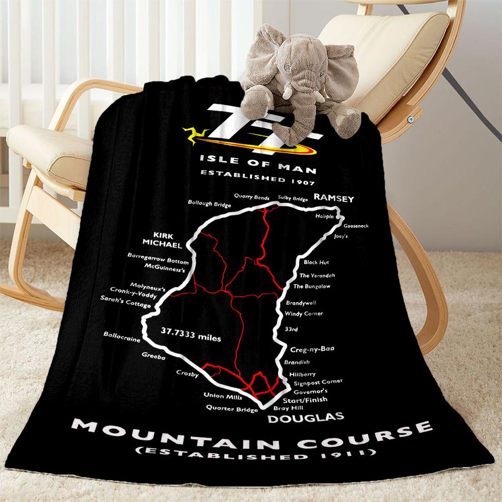 Isle Of Man Tt Race Flannel Blanket-Soft and Suitable for Sofas,Beds,Offices,Travel,All Seasons,Great Gift for Holidays and Birthdays.