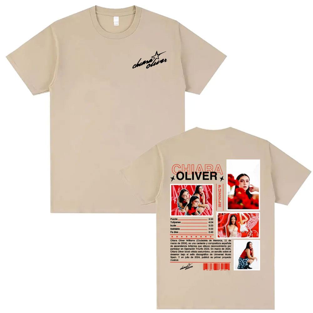 Singer Chiara Oliver Puzzle Album 2026 Tour T Shirts Men Womens Clothing Fashion Summer Tshirt Casual ONeck Cotton T Shirt