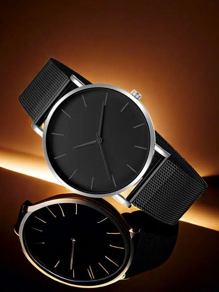 Модные металлические повседневные часы простые кварцевые наручные часы женские черные сетчатые часы из нержавеющей стали для бизнеса спортивные часы для бега