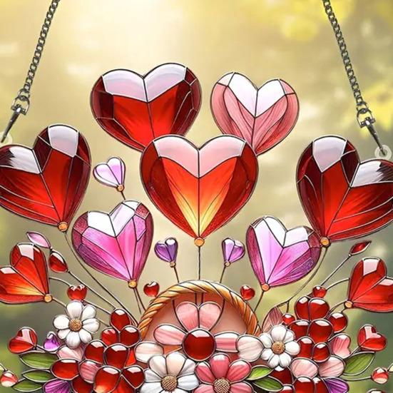 Potted Plants Sun Catcher Acrylic Window Hanging Ornament Floral Pattern Suncatcher for Home Wall Sunlit Spaces Decoration