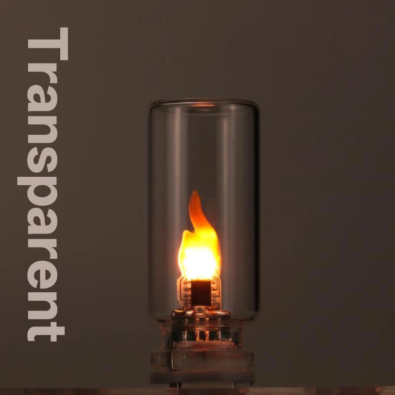 Светодиодная свеча с эффектом пламени, работающая от USB, ночник, матовый стеклянный плафон для спальни, прикроватное освещение для создания атмосферы