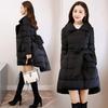 Autumn and Winter Women's Fashion Mid-length Solid Color Lapel Warm Down Jacket