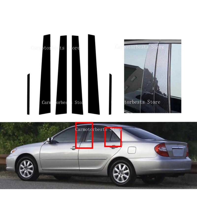 Fit For Toyota Camry XV30 2002- 2006 Glossy Black Carbon Fiber Window Door Deal B C Pillar Post Cover Sticker