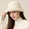 Pearl Wool Top Hat Women's Dome Hat Autumn Winter Warm Bucket Hat