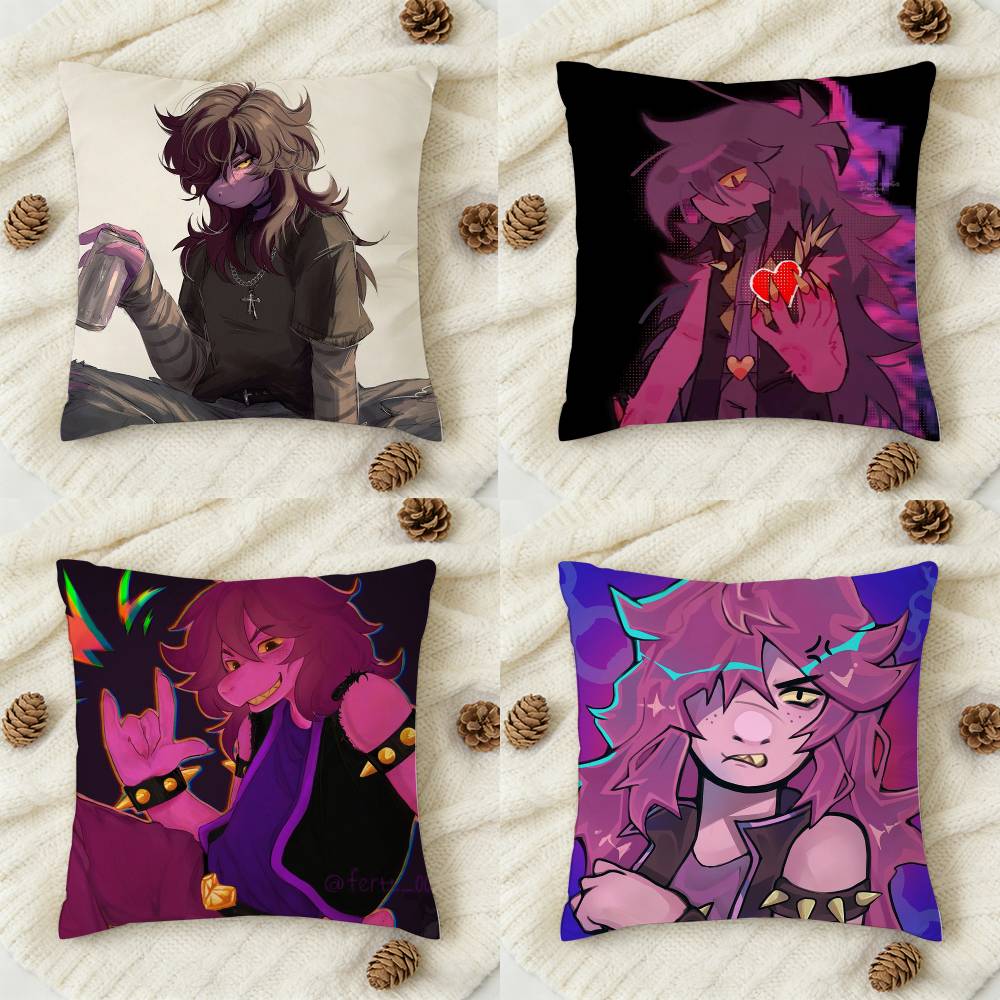DDeltarune SSusie Doublesided Printed Square Decorative Cushion Cover for Sofa Living Room Home Decor