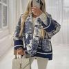 Women's Double Pocket Printed Cotton Coat - European & American Autumn/Winter 2023 Fashion
