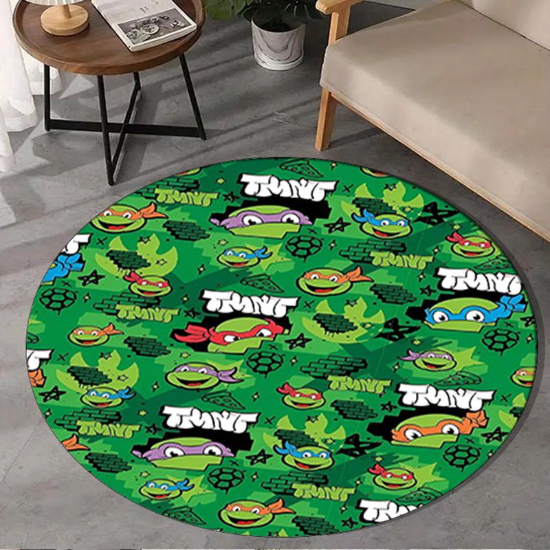 1PC Turtle Warrior In Flames Round Rug, Non-slip Chair Mat, Home Decor, Circle Carpet Perfect for Office, Bedroom, Living Room,Christmas gift