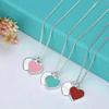 Yibaijia T-Home Love Necklace 925 Sterling Silver Red Heart Enamel Pendant