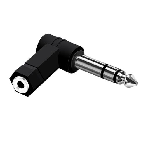 YACHUN L-Shaped 6.35mm to 3.5mm Phone Plug Converter, Male to Female Audio Adapter, Stereo Standard Plug Connector for Amplifiers, Digital Pianos, Key