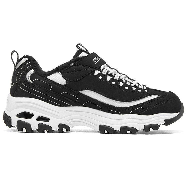 Skechers Износостойкая амортизация Износостойкая амортизация Низкие кеды для детей Стиль Жизни Черно-белые Подростки 302539L-BKW