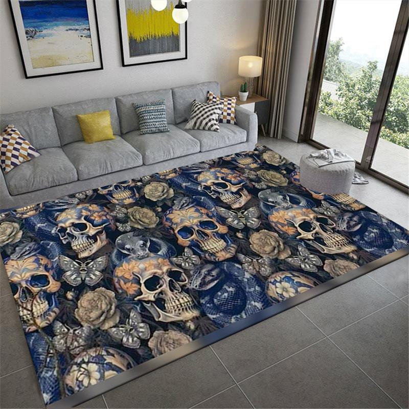 Skull Carpet Rug for Living Room Bedroom Home Sofa Decoration,Kids play Non-slip Floor Mat
