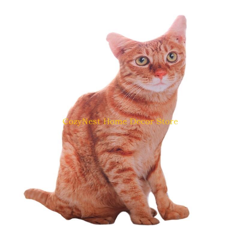 92MF Creative Simulation Cat Pillow 3D Cat Cushion Animal Doll Photography Wedding Setting Props 3D Animal Print Pillow