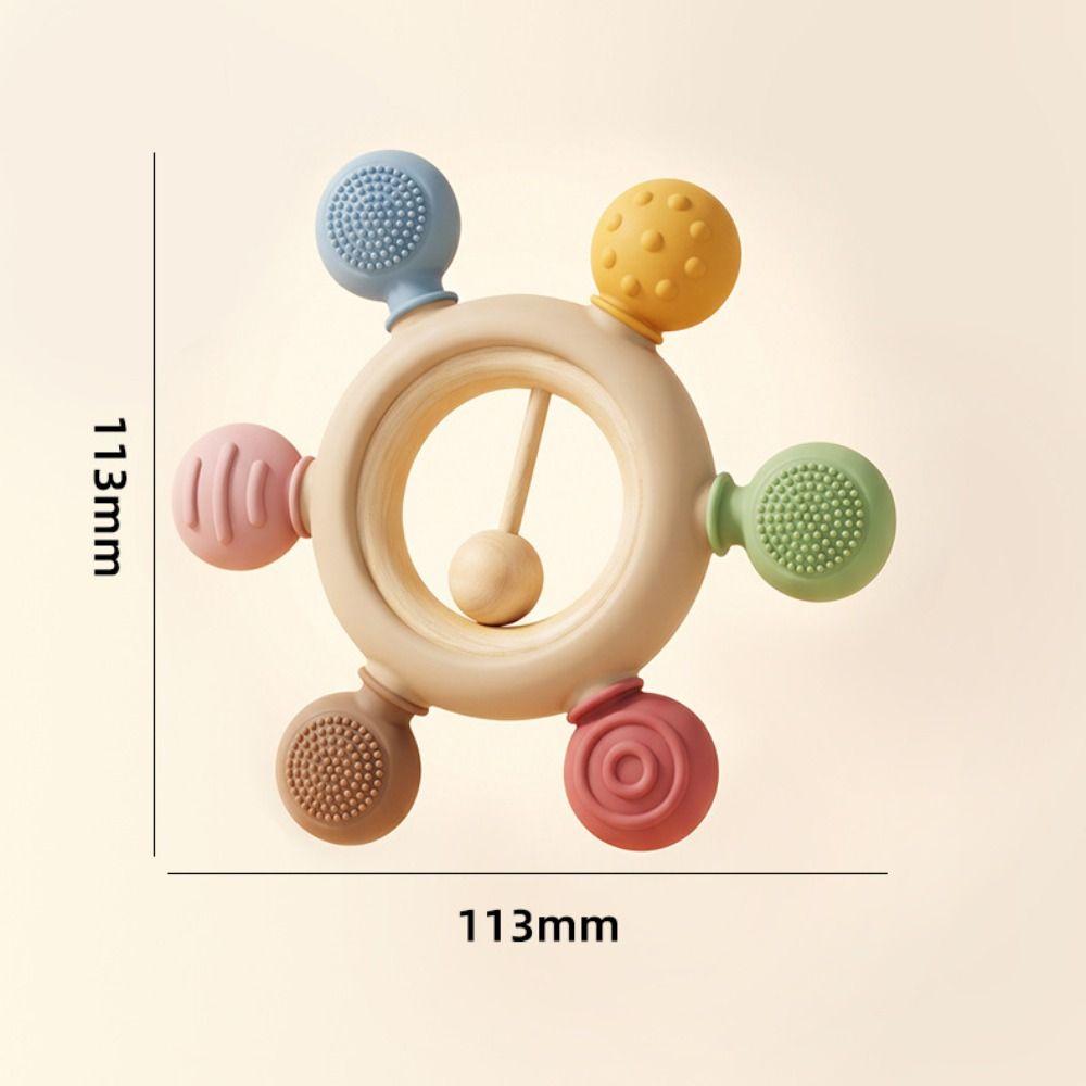 Easy To Clean Baby Teething Toys Wooden Ring Sensory Toys Baby Gums Soothers Infant Soothing