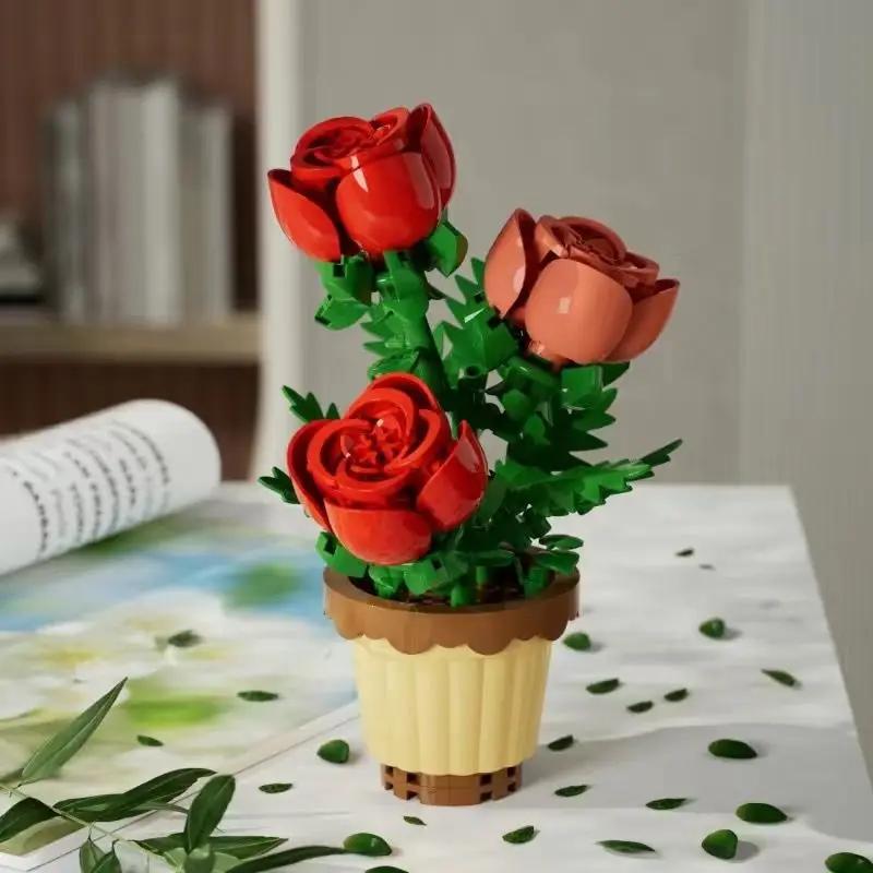 Сборка строительных блоков, детские игрушки, подарки, настольные вечные цветы DIY игрушки-конструкторы