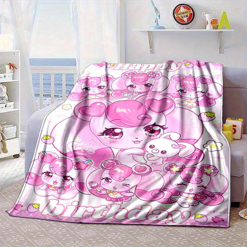 Pink Heartsping Fantasy World Blanket Flannel Blanket for bed, sofa, Camping, Hiking, Picnic Essentials, gift for family Fan gifts