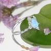 925 Sterling Silver Cubic Zirconia Corss Rings for Women Silver 925 Oval Blue Opal Ring Female Wedding Jewelry