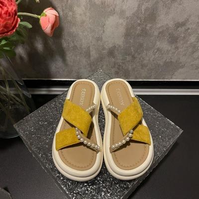 Жемчужные модные крутые тапочки женские летние новые для улицы модные универсальные сандалии на одном ремешке