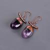 Натуральный Аметист Медь Элегантные Февральские Подвесные Серьги-Капли Электроформованные Крючки V-107