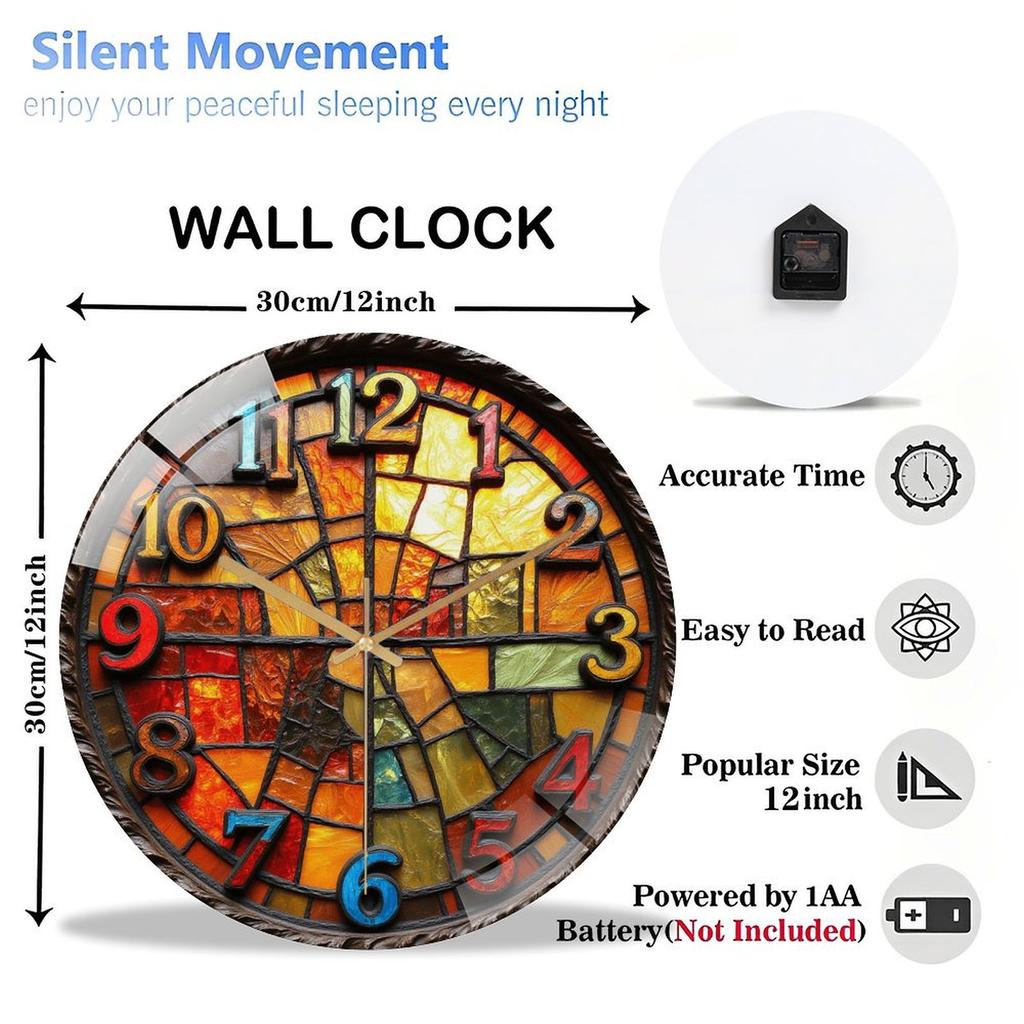 30x30cm Modern Glass Clock Custom Logo Silent Sweep Second Hand Clear Wall Decor