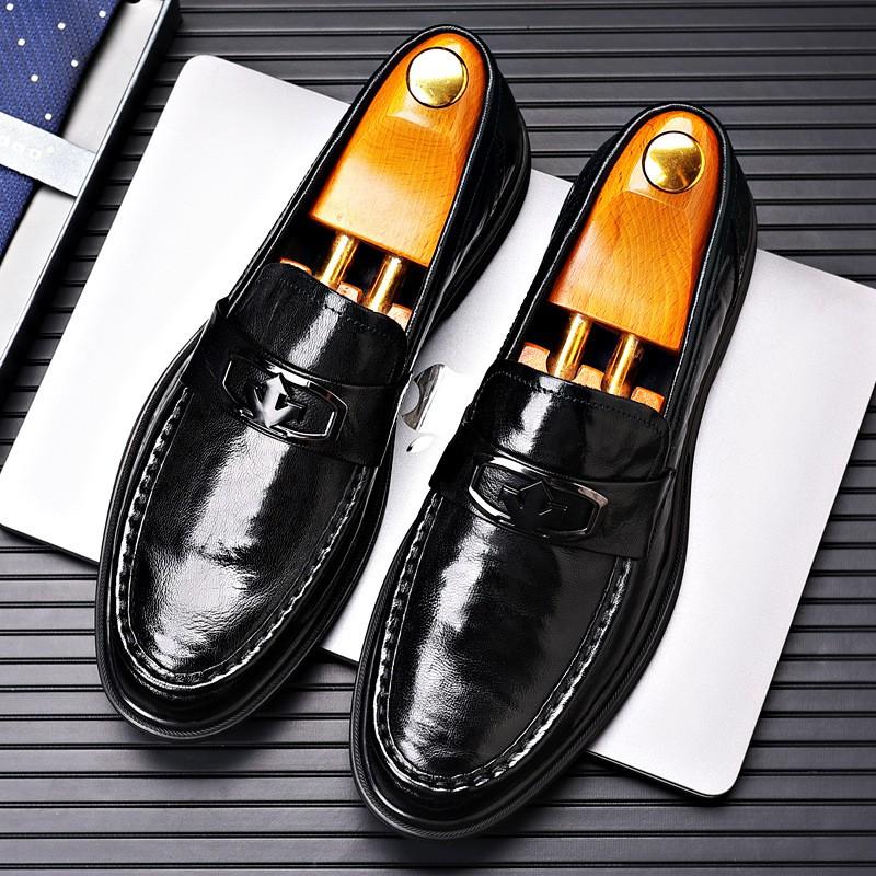 Мужские туфли-лоферы из натуральной кожи Британский стиль Business Casual Низкий каблук Резиновая подошва