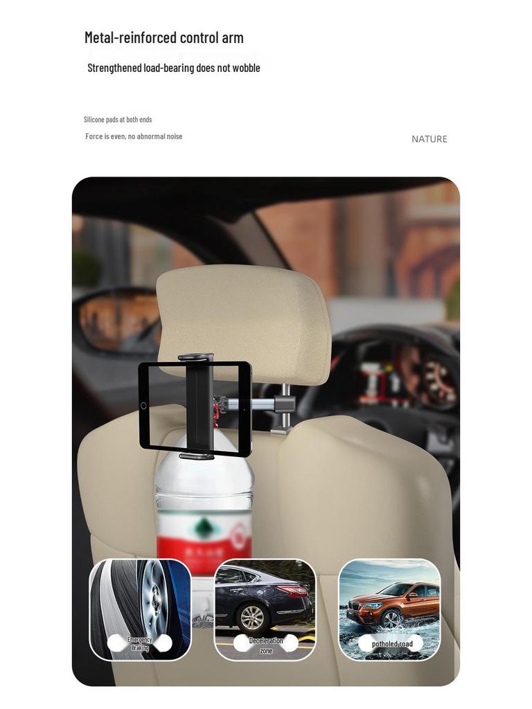 Вращающийся Телескопический Универсальный Держатель для Телефона и Планшета на Подголовник Автомобиля