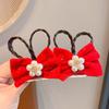 2pcs Chinese Style Ancient Style Hairpin Bow Wig Braid Hairpin Princess Children Red Hairclip