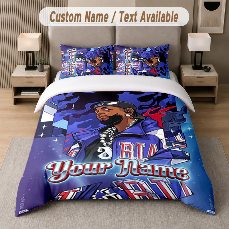 Kendrick Lamar 3Pcs Bedding Set, Personalized Custom Name Text, 1 Duvet Cover & 2 Pillowcases For Bedroom