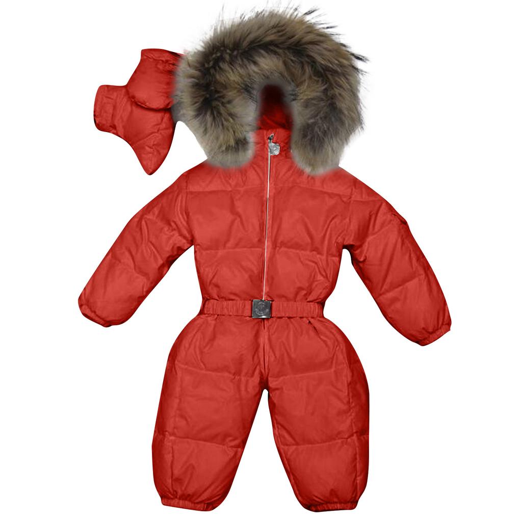 Зимний комбинезон для маленьких мальчиков и девочек, комбинезон с капюшоном, теплое плотное пальто, наряд