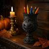 Vintage Goblet Pen Container 3D Printed Gothic Pumpkin Holder, Retro European Style Relief Stationery Biodegradable Pla Pencil Cup Organizer,